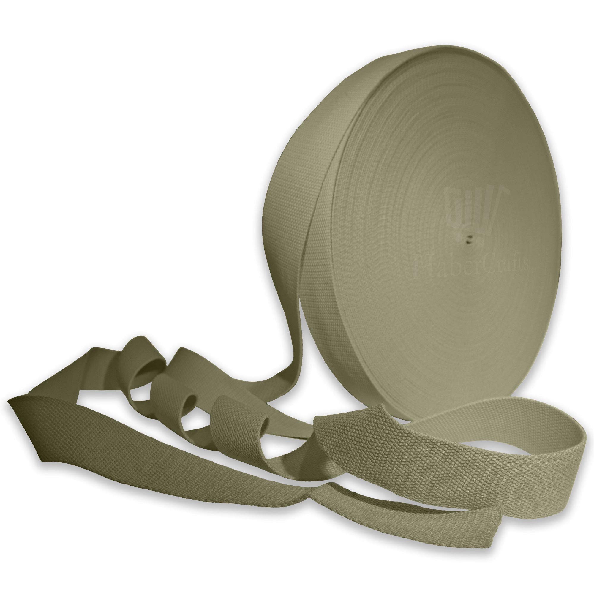 Heavy Duty 38mm Webbing Belt Strap for Bag, Rucksack, Backpack & Luggage - Cotton Blend 1.5Inch Webbing - Light Khaki - 5 Meters