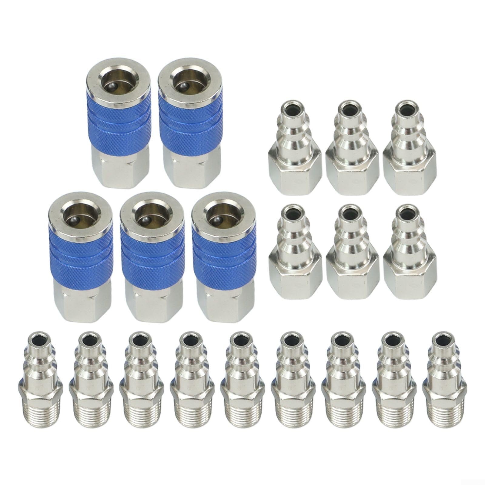 Lot de 20 raccords rapides pour tuyau d'air pour connecteurs en acier 1/4 NPT avec construction robuste, convient pour les outils pneumatiques professionnels et une utilisation industrielle