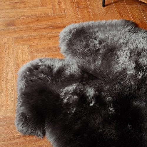 Vista 50 de Alfombra de piel de oveja auténtica de alta calidad, piel de oveja australiana, esponjosa, de lujo, natural, de piel de cordero esponjosa, funda