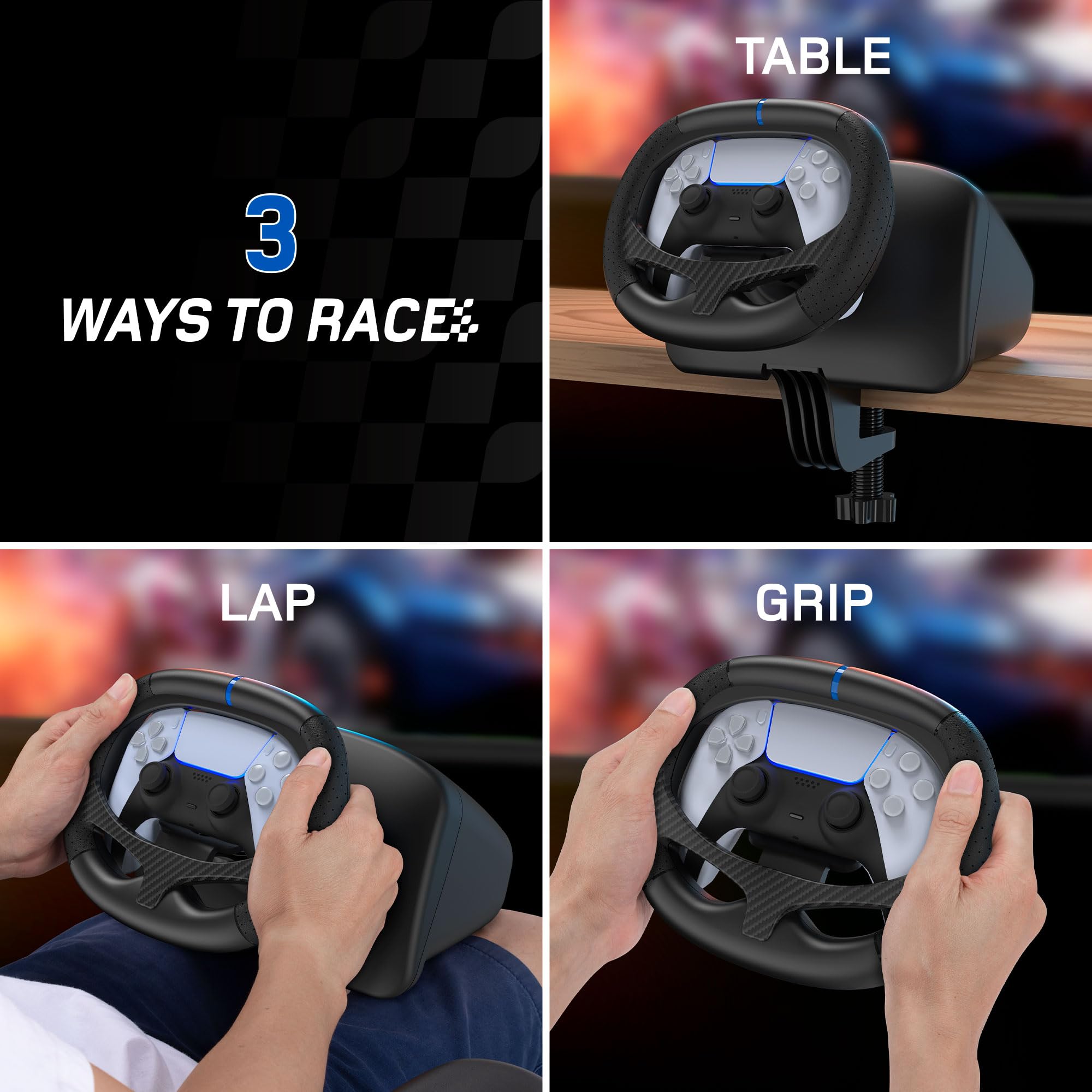 BASEKAMP Aero Racing Wheel Dock per DualSense e DualEdge Controller su PS5, PC e Steam Deck - Centraggio automatico - Solo per giochi con sensori di movimento - Compatibile GT7
