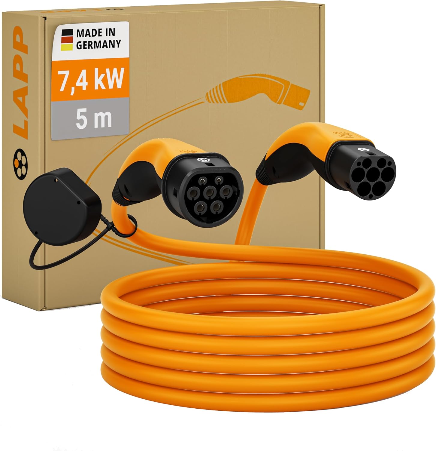 Lapp Mobility Type 2 Charging Cable 7.4 KW 5 m - 32a Charging Cable E Car 1-Phase - IP55 Protected Charging Cable Mode 3 - Charging Cable Type 2 with Corrosion-resistant Plug Contacts - Suitable for PHEV BEV & EV