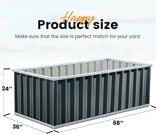 Miniatura 8 de KING BIRD Jardinera elevada galvanizada de 68 x 36 x 24 pulgadas, para exteriores, de acero elevado para verduras de raíces profundas, flores, kit