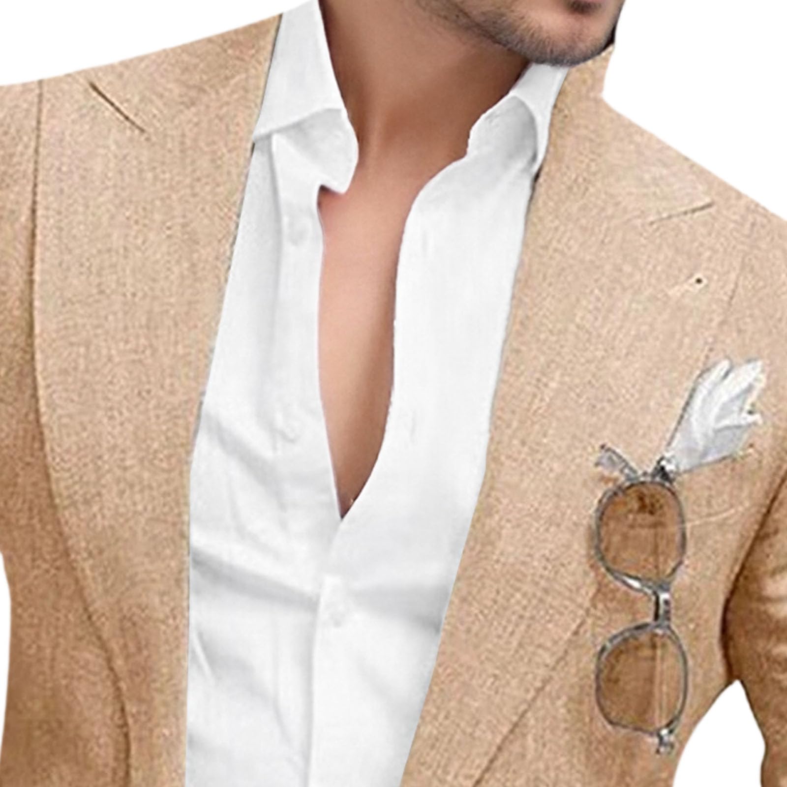 Traje de Novio de Lino Ajustado para Hombre, para Boda, Formal, 2 Piezas