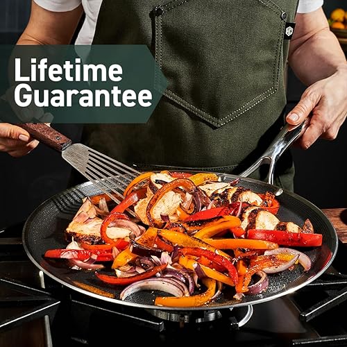 Miniatura 6 de HexClad Juego de 2 utensilios de cocina híbridos de acero inoxidable sartén de 12 pulgadas y sartén de 8 pulgadas mango que se mantiene fresco sin