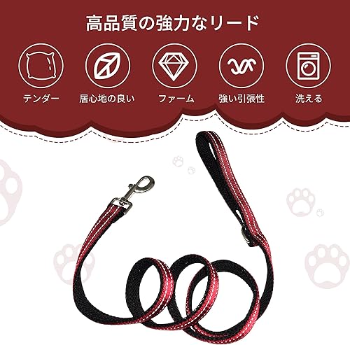 Miniatura 4 de Juego de collar y correa reflectante para perros pequeños, correa de perro de 4 pies5 pies, asa con anillo tórico, collar acolchado de malla