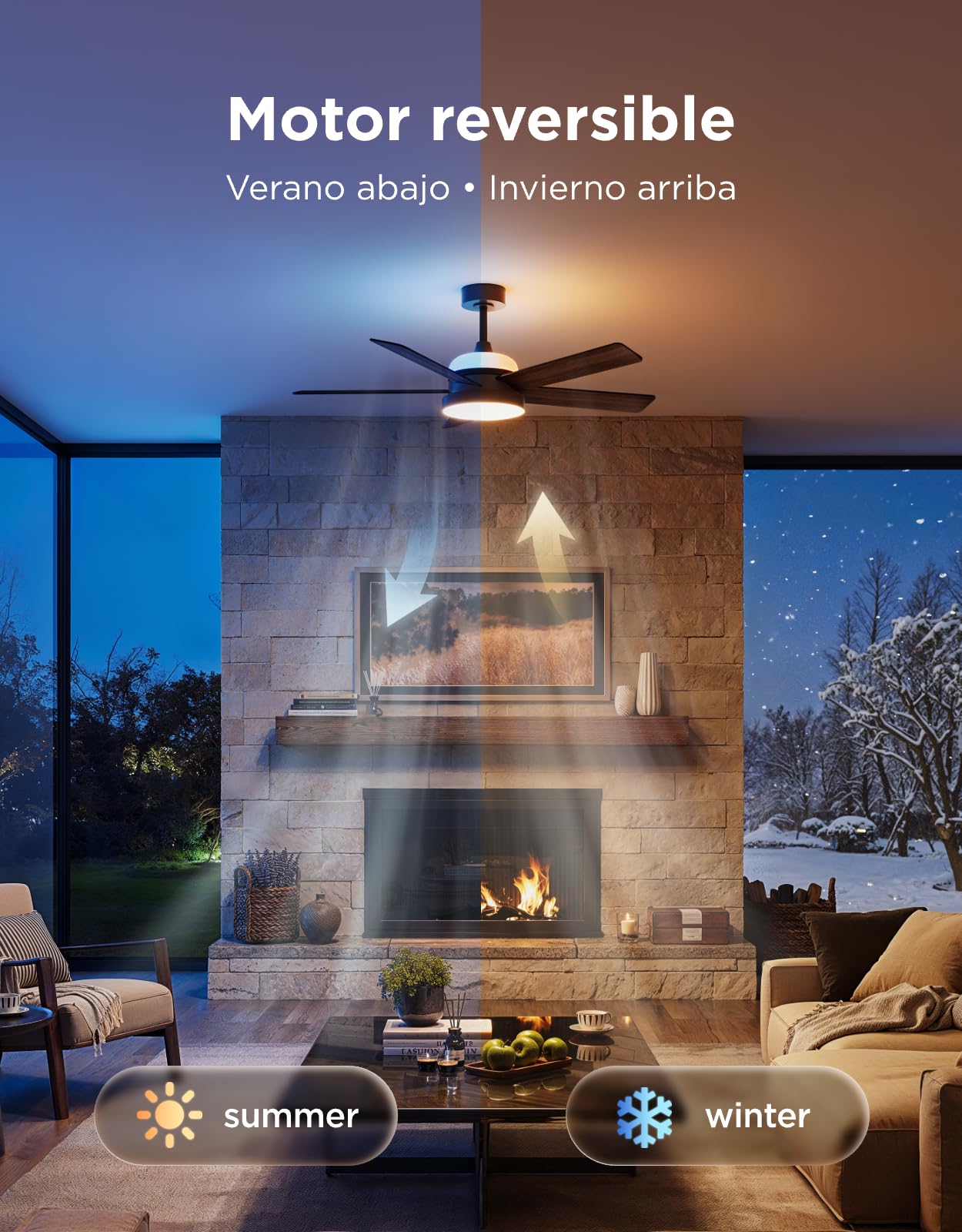 Govee Ventilador de Techo con Luz, RGBIC Inteligente Ø132cm Lampara Ventilador Techo y Mando a Distancia, 2800 lm, Motor DC Reversible, Regulable, para Dormitorio y Salón