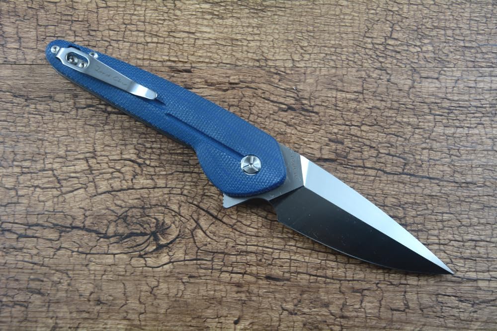 TWO SUN Outdoor Pocket Knives TS504 D2 Blade Spear Point Blue Micarta Handle