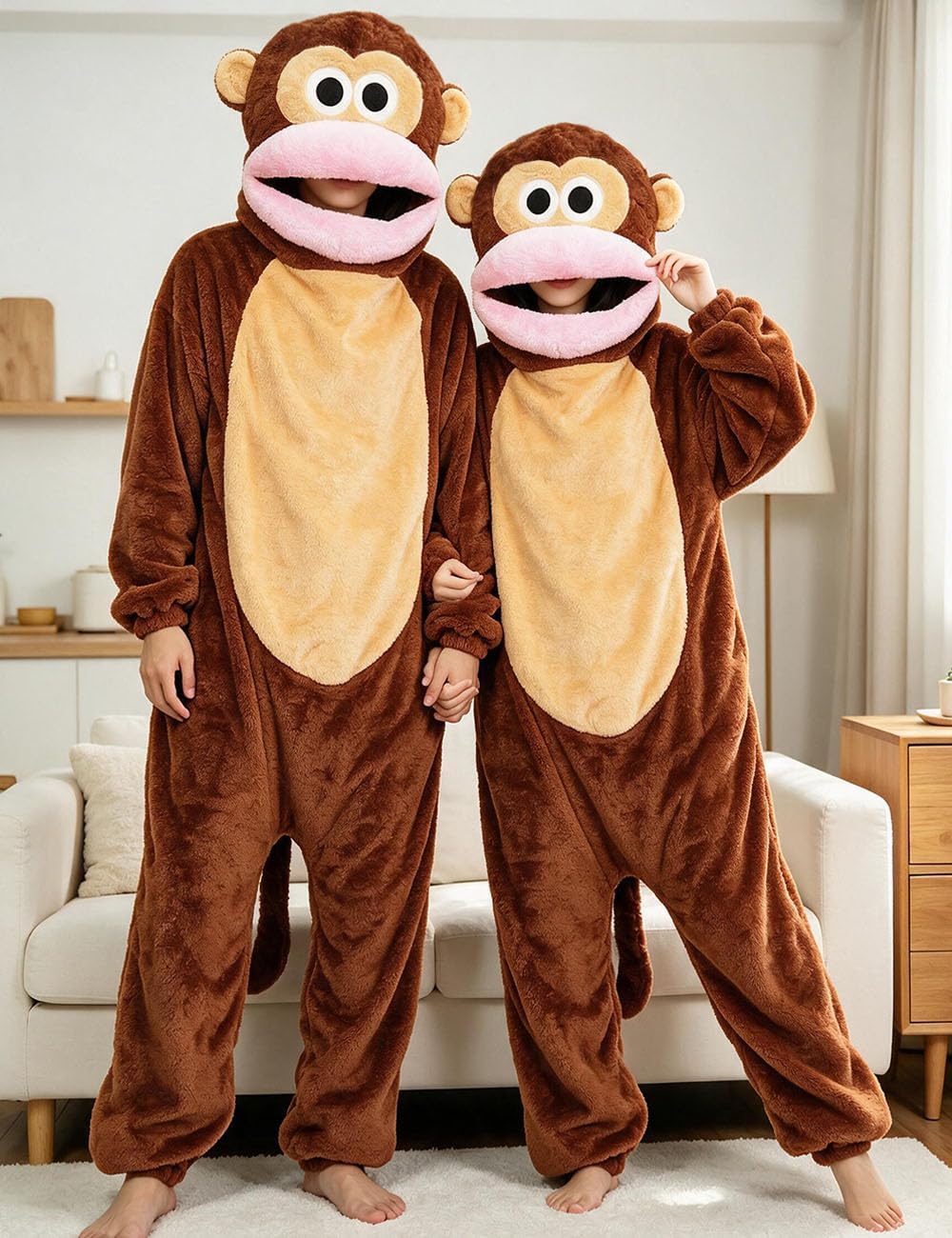 Monkey Costume Adult,Monkey Onesie Adult Pajamas Funny Cosplay Loungewear