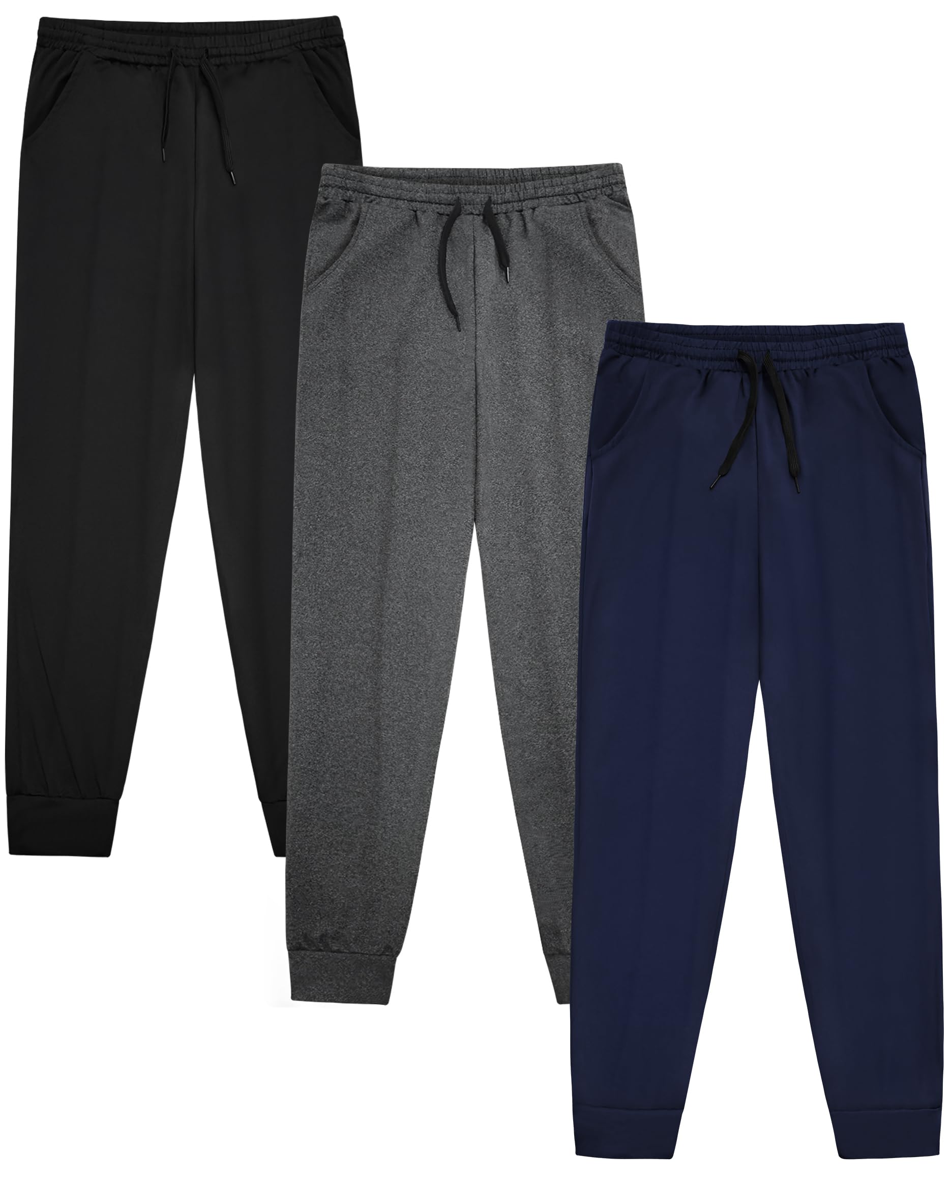 VOGRYE Girls Sweatpants 3 Pack Joggers with Pockets Elastic Waist Kids OEKO-TEX STANDARD 100