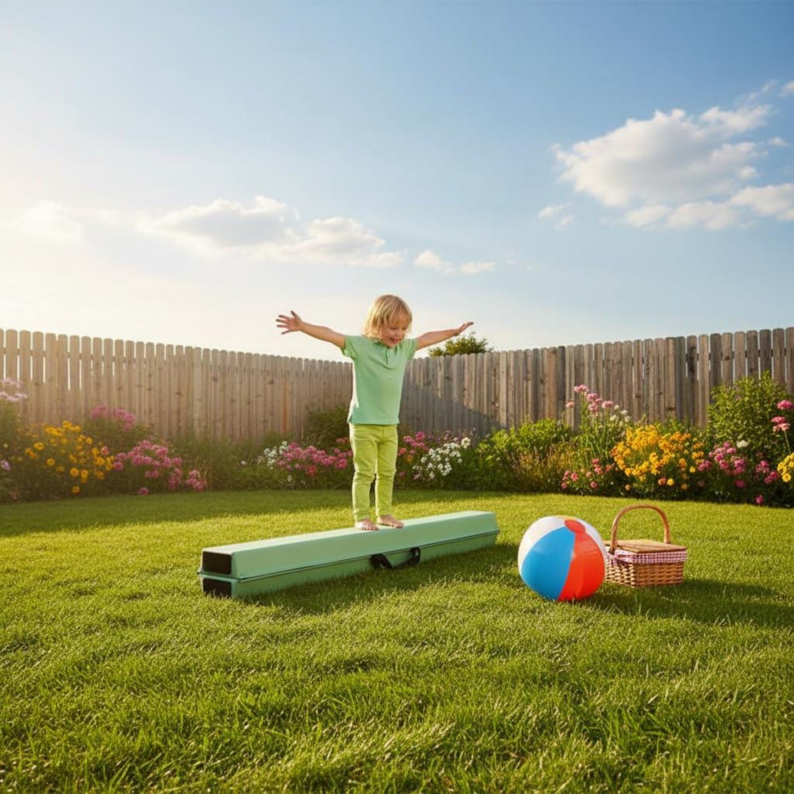 predolo Trave di Equilibrio Pieghevole Antiscivolo Trave da Ginnastica Morbida Assorbimento Degli Urti Attrezzatura Sportiva per Bambini, Principianti