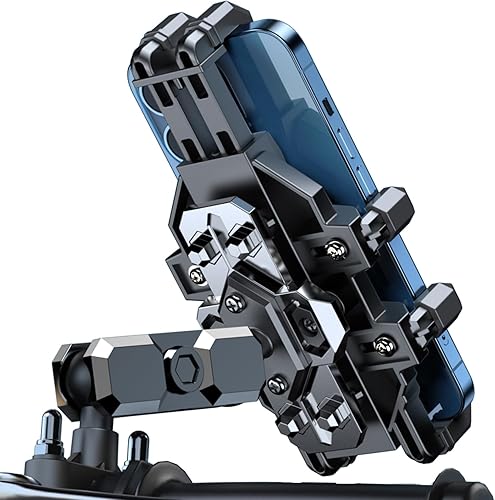 Soporte de teléfono para motocicleta, amortiguador doble, antivibraciones, soporte ajustable para teléfono celular, compatible con iPhone, Samsung,