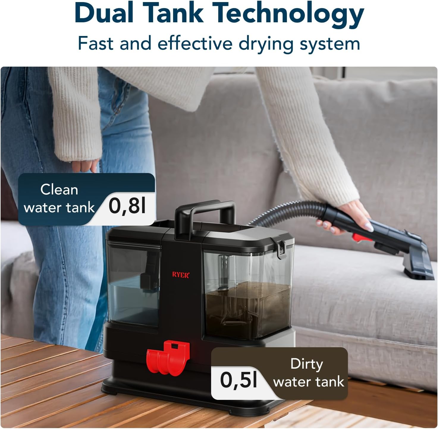 RYER Fleckenreiniger mit zwei Tanks