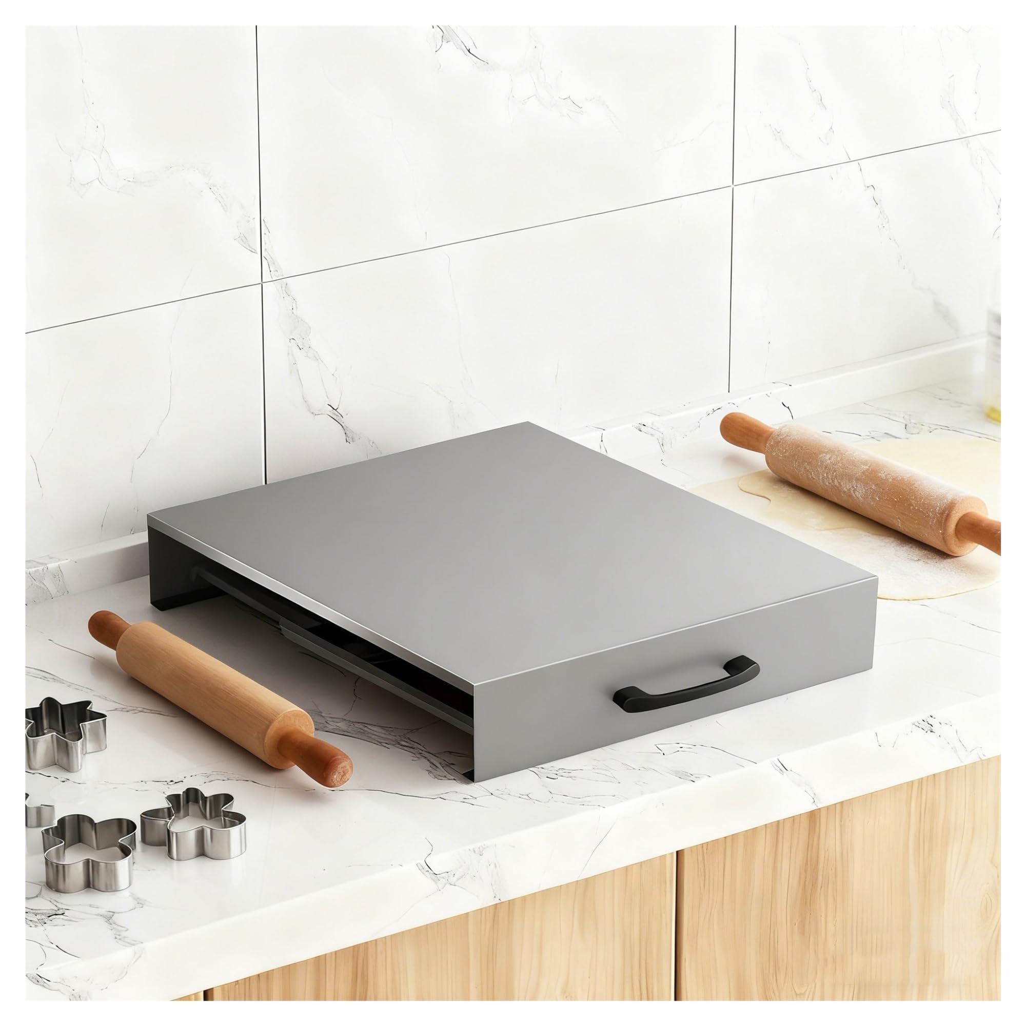 Housse de protection polyvalente pour plaque de cuisson au gaz et électrique, solution peu encombrante, facile à nettoyer, gris (L 40 x l 48 x H) – Idéal pour la cuisine