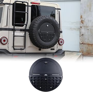 Heavy Duty Spare Tire Storage Box for INEOS Grenadier 2020-2025 Accessories, Rear Spare Tire Molle Panel, Waterproof Rear Tailgate Organizer Replacement with 3-Digit Combination Lock, Carbon Steel