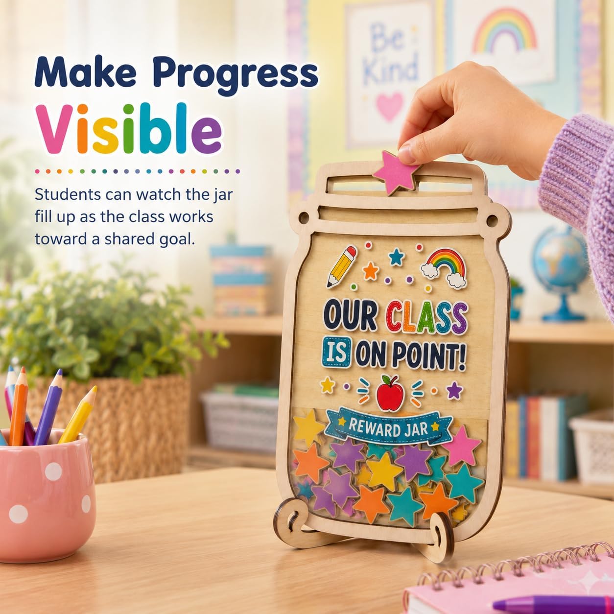 Reward Jar for Kids with 30 Star Tokens, Classroom Reward System image 5