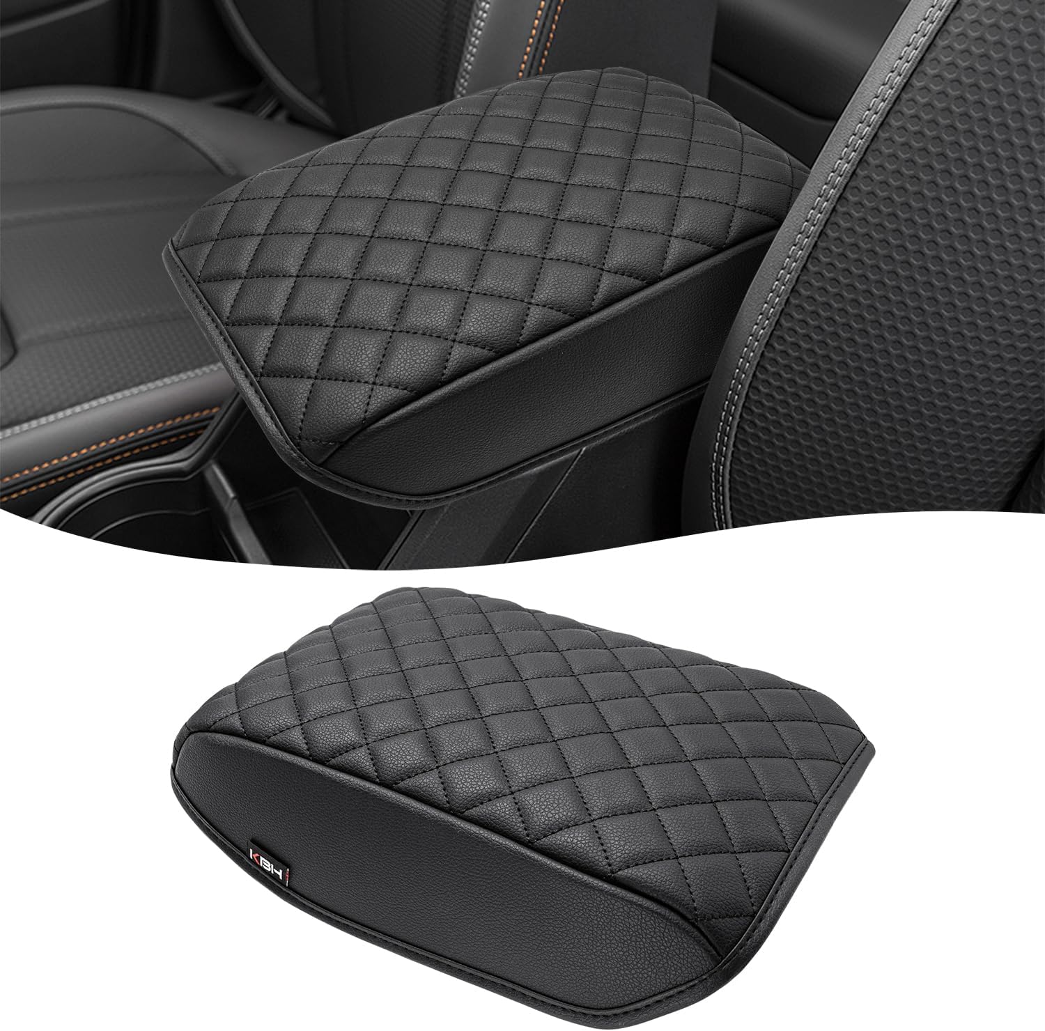 KBH Center Console Armrest Cover for Subaru Forester 2019 2020 2021-2025, Vinyl Leather, Middle Console Arm Rest Lid Protective Covering, Interior Trim, Anti-Scratch, Black