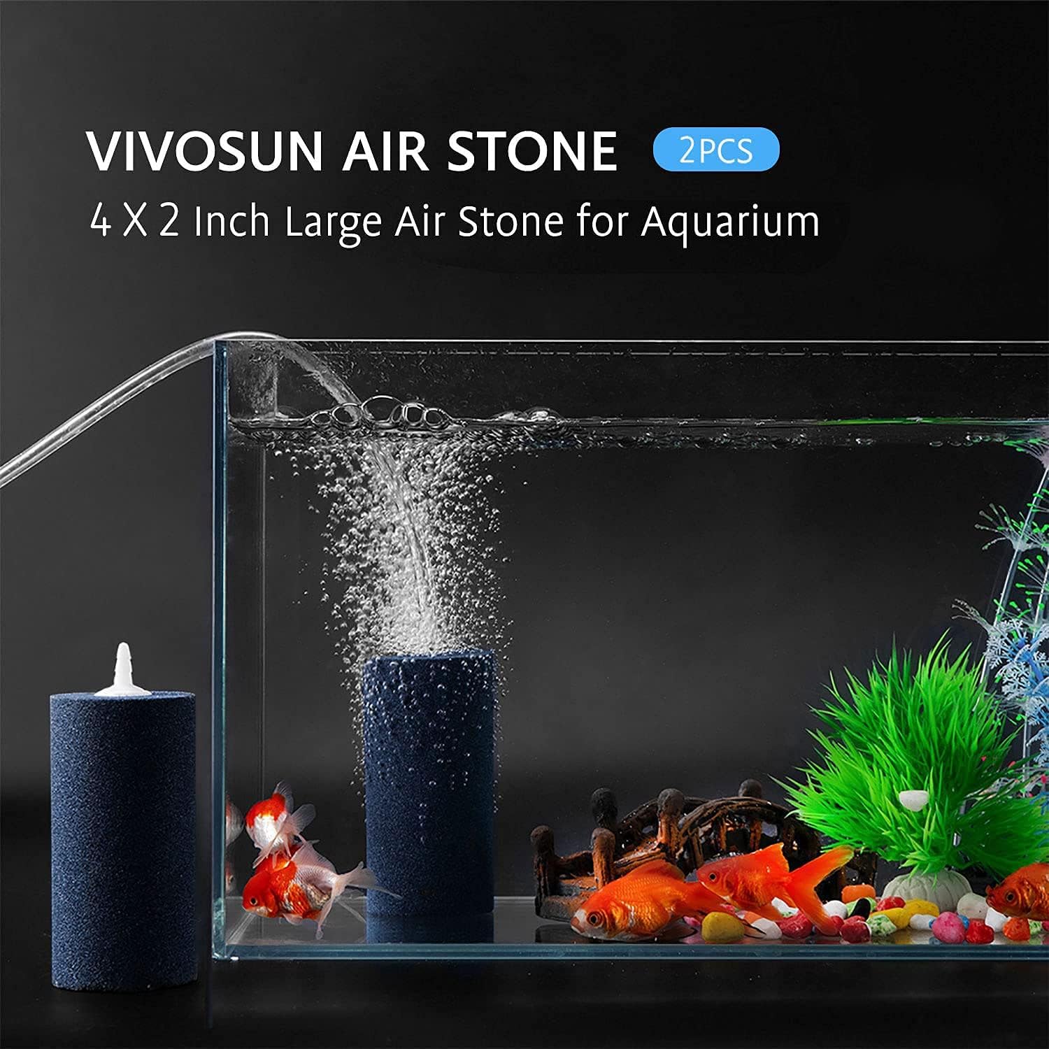 VIVOSUN Air Stone 2PCS 4 X 2 Inch Large Air Stone for Aquarium and Hydroponics Air Pump : Pet Supplies