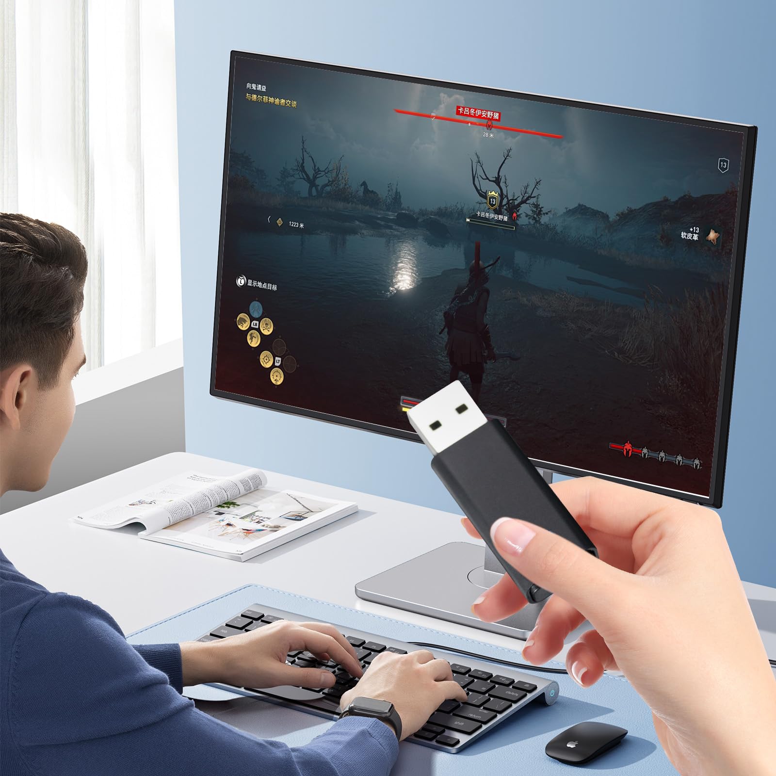Adattatore Wireless per Controller XOne, XOne X S/Series X S/Elite, Adattatori Compatibile con PC Windows 10/11/8/8.1/7