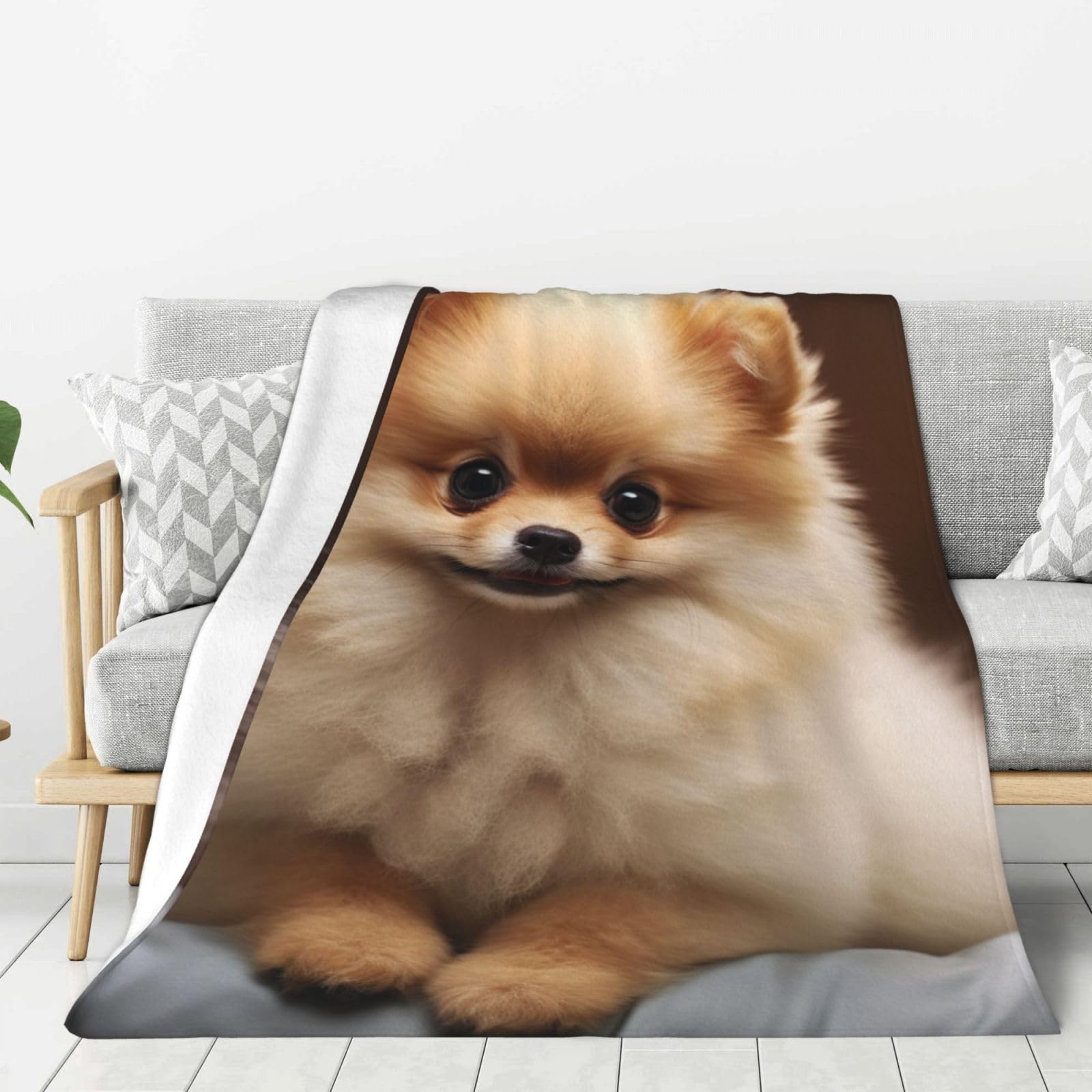 Couverture en flanelle motif caniche pour lit et canapé légère 127x100cm