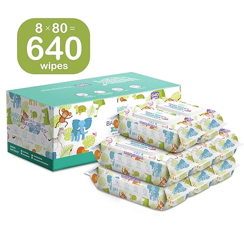 Miniatura 2 de HAPPY BUM Toallitas húmedas para bebés, toallitas para bebés sin perfume, 8 paquetes, 640 unidades