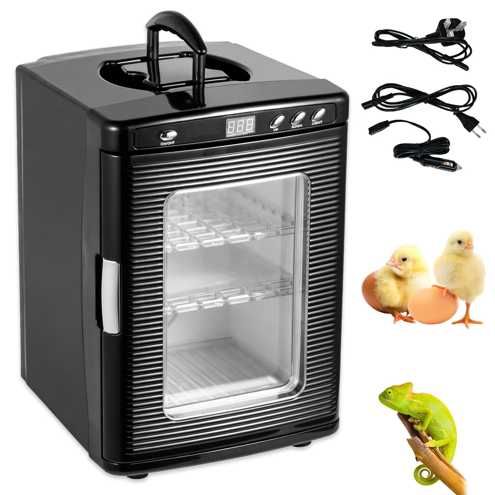 Incubators for Hatching Eggs, 25L Portable Reptile Scientific Lab Incubator with 5°C-60°C, 220V/60W Heating and Cooling for Small Reptiles, Simple to Use (Black)