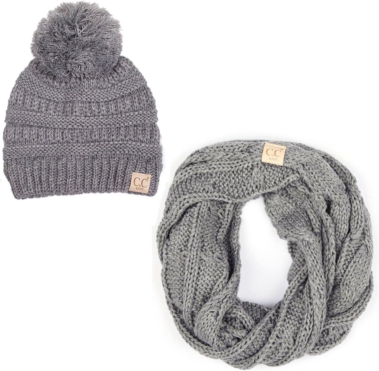 ScarvesMe 2pc Girls Boys Kids Winter Warm Knit Beanie Scarf Matching Set