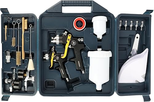 FORNAX HVLP - Pistola de pintura por gravedad, kit de 2 unidades, boquilla de 0.06 pulgadas, boquilla de 0.031 in, pintura de alimentación por
