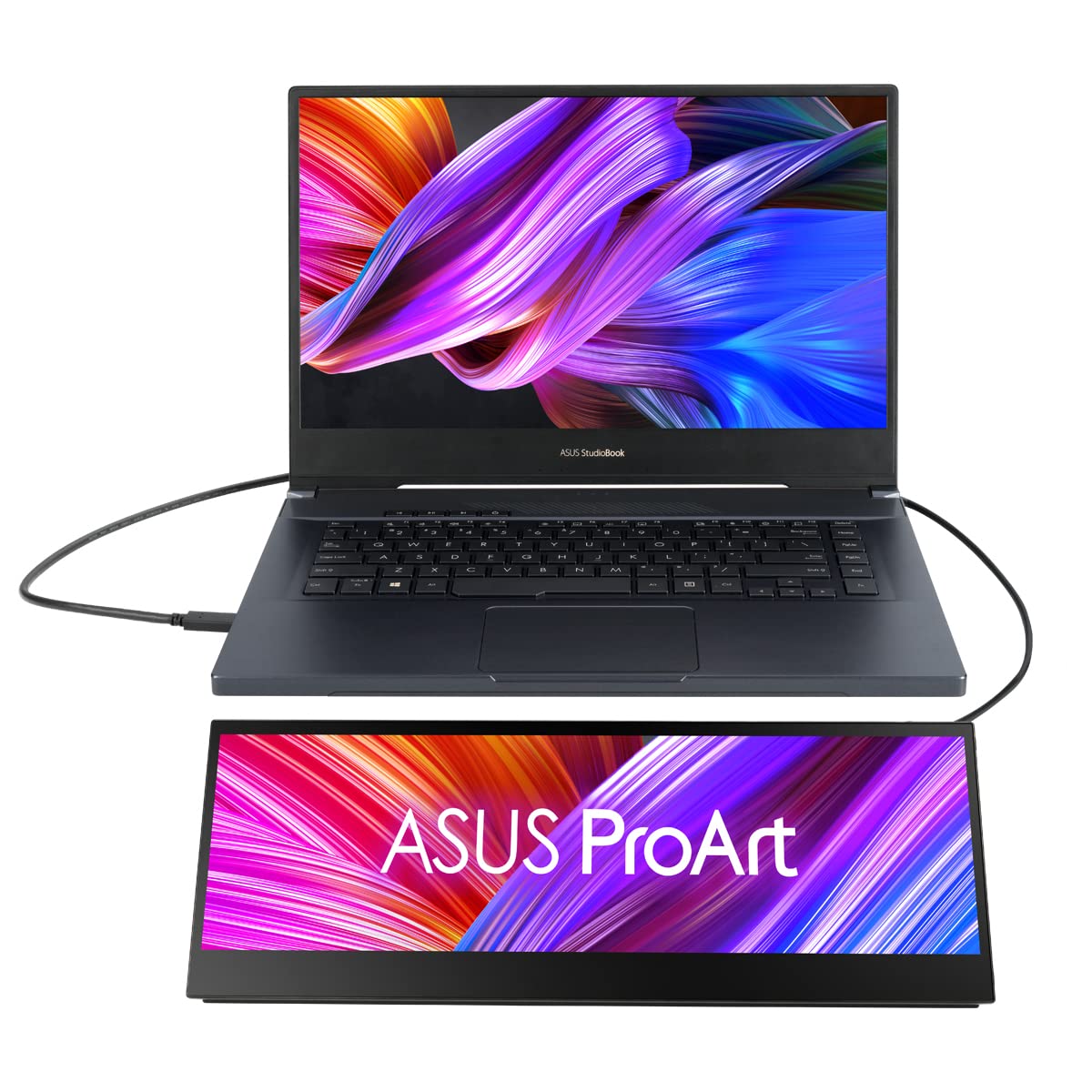 ASUS ProArt Display PA147CDV Creative Tool Monitor da 14 pollici, 32:9, IPS, Full HD 1920 x 550, 100% sRGB, 100% Rec.709, Precisione del colore Delta E<2, Calman, USB-C, Touch a 10 punti, MPP2.0, Nero