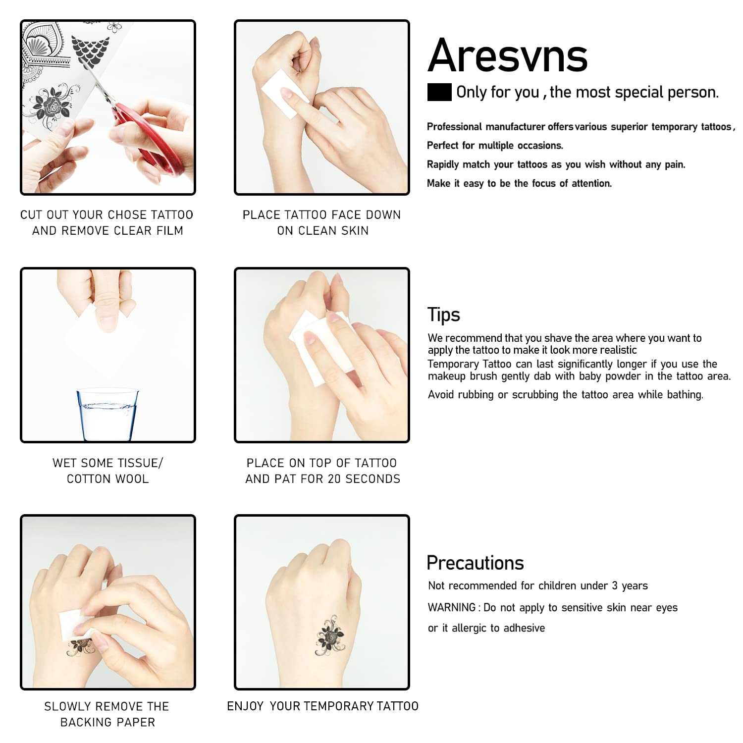 Aresvns Cute floral temporary tattoo for women girls and kids 28 sheets (L7.48"xW4.72"),Waterproof fake tattoos that look real and last long : Beauty & Personal Care