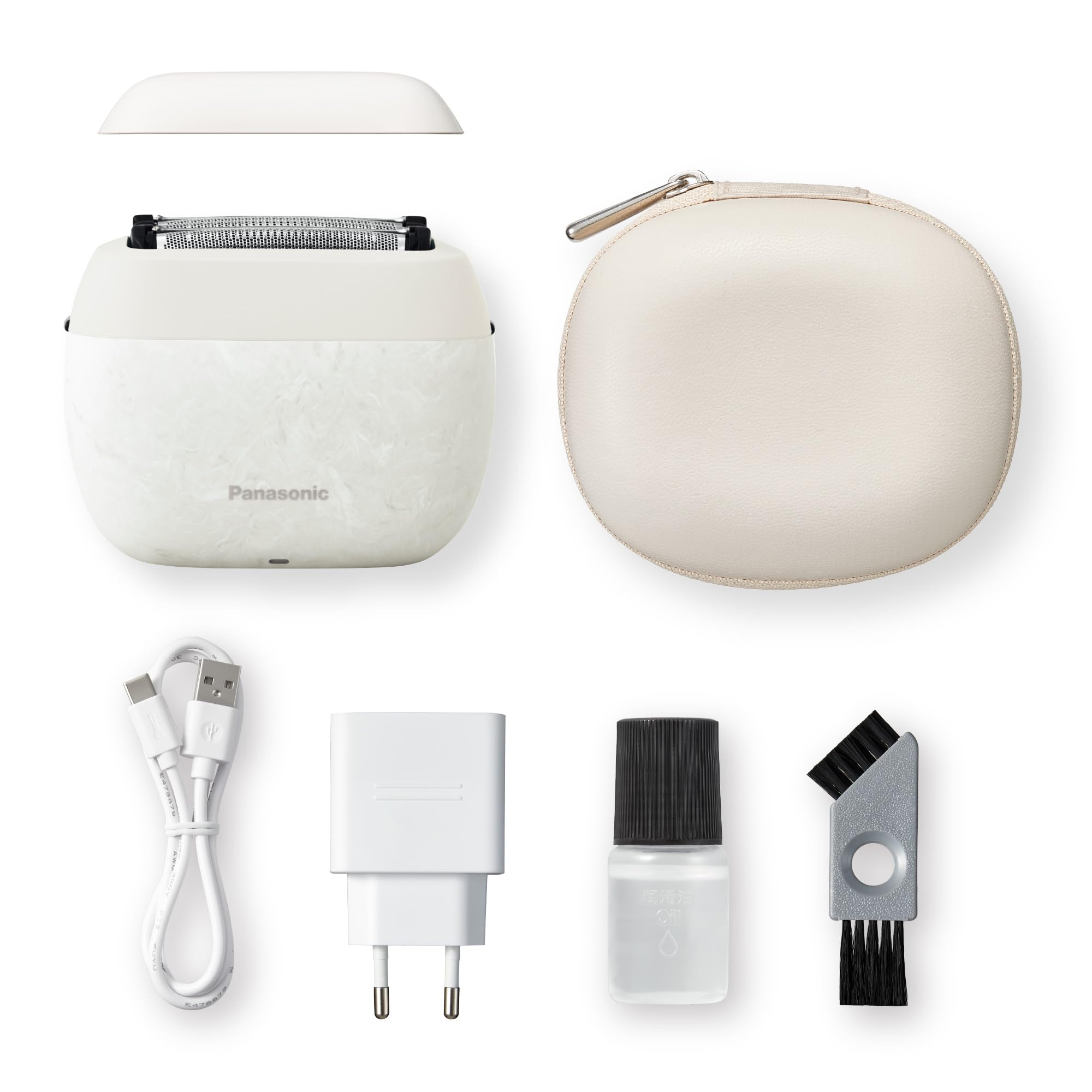 Panasonic ES-PV6B-W803 Series 900s Golarka, Golenie na Mokro i Sucho, 5-Ostrzowa Golarka Elektryczna Dla Mężczyzn, Inteligentny Czujnik Zarostu, USB-C, Etui, Biały Marmur NAGORI®