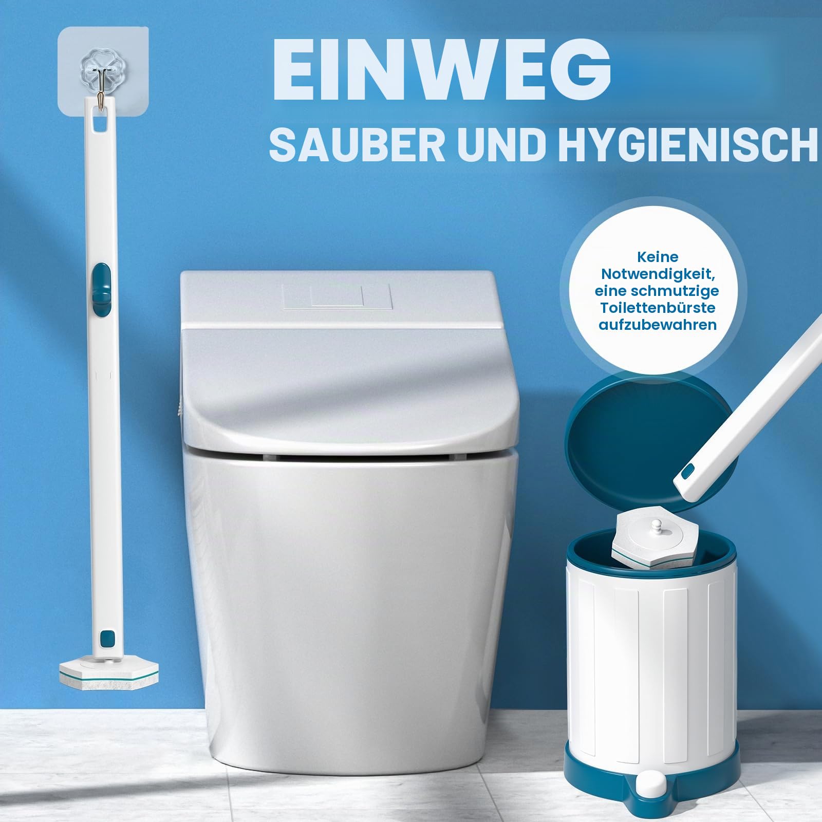 Set mit 32 wiederverwendbaren Toilettenbürsten-Ersatzköpfen für Badezimmer- und WC-Reinigung (nicht kompatibel mit anderen Marken von Toilettengriffen)