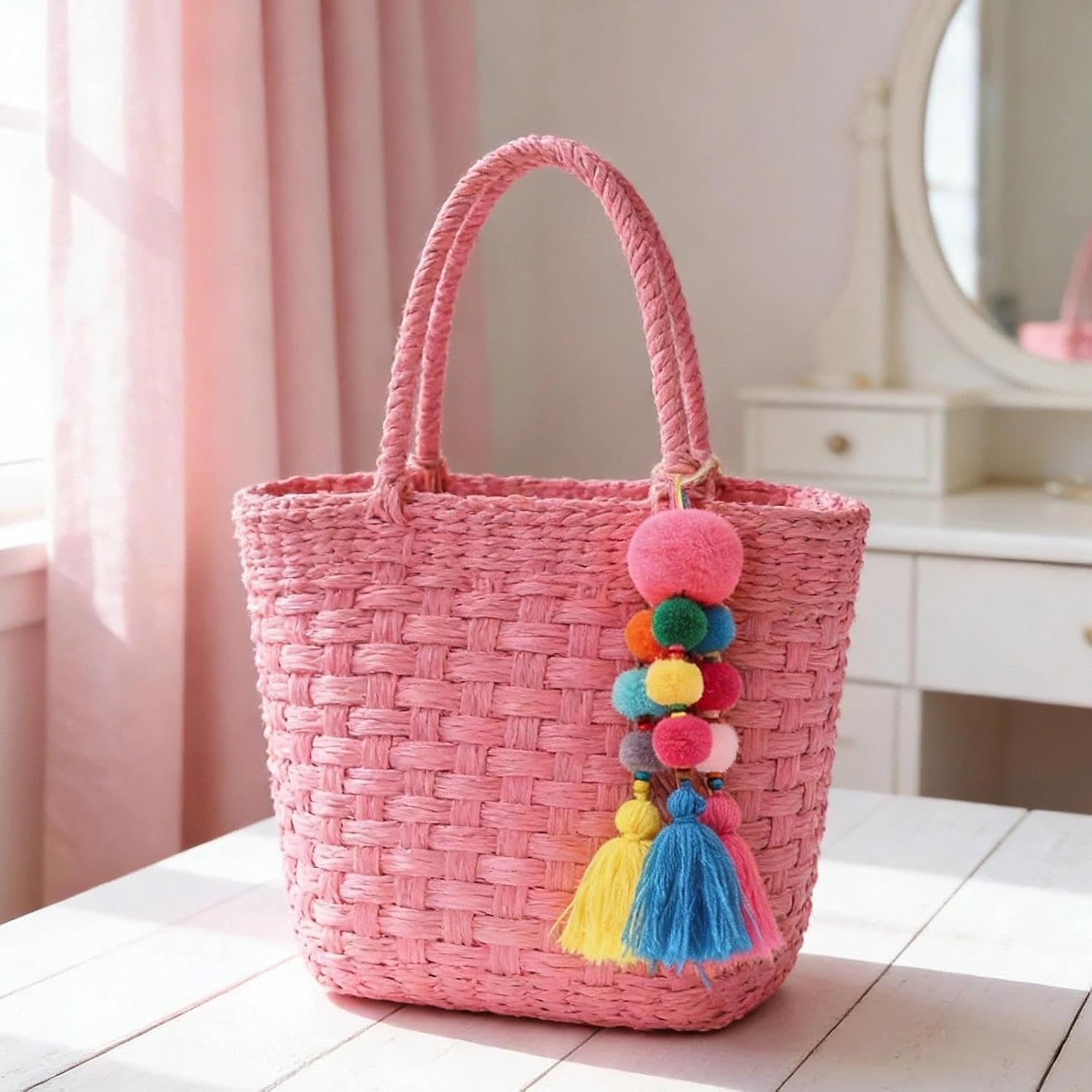QTMY Colorful Tassel Bag Charm for Women,Layered Tassel Keychain Keyring Purse Handbag Decor Pendant (9)