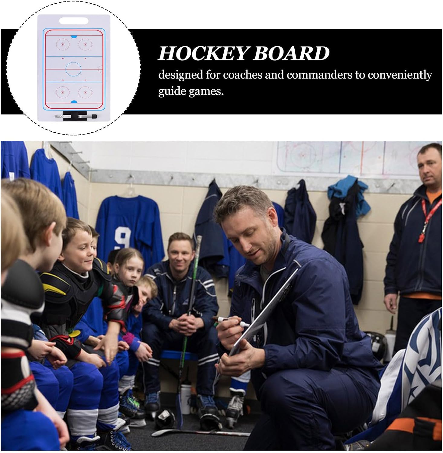 Healifty Adjustable Ice Hockey Coaching Board with Erasable PVC Surface for Training and Planning the Field, Sturdy Hockey Marker Clipboard for Strategy and Competition