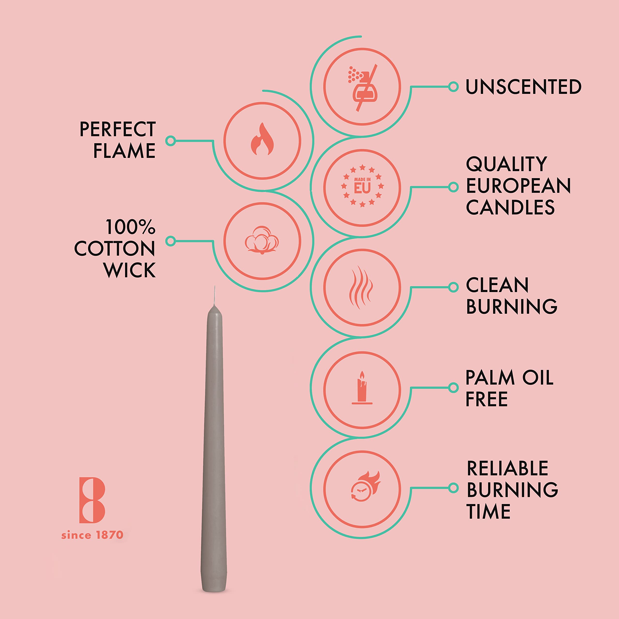 Bolsius - Juego de 12 velas sin perfume, sin goteo, sin humo, para decoración de bodas y el hogar, fiesta, restaurante, spa, iglesia, 10 pulgadas envueltas individualmente