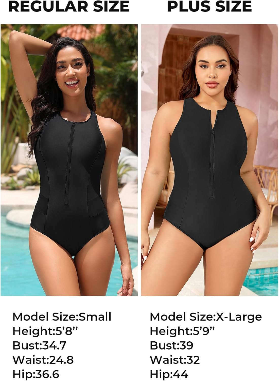 Tempt Me Women Athletic One Piece Swimsuit Zipper High Neck Bathing Suit Racerback Swimwear - Image 6