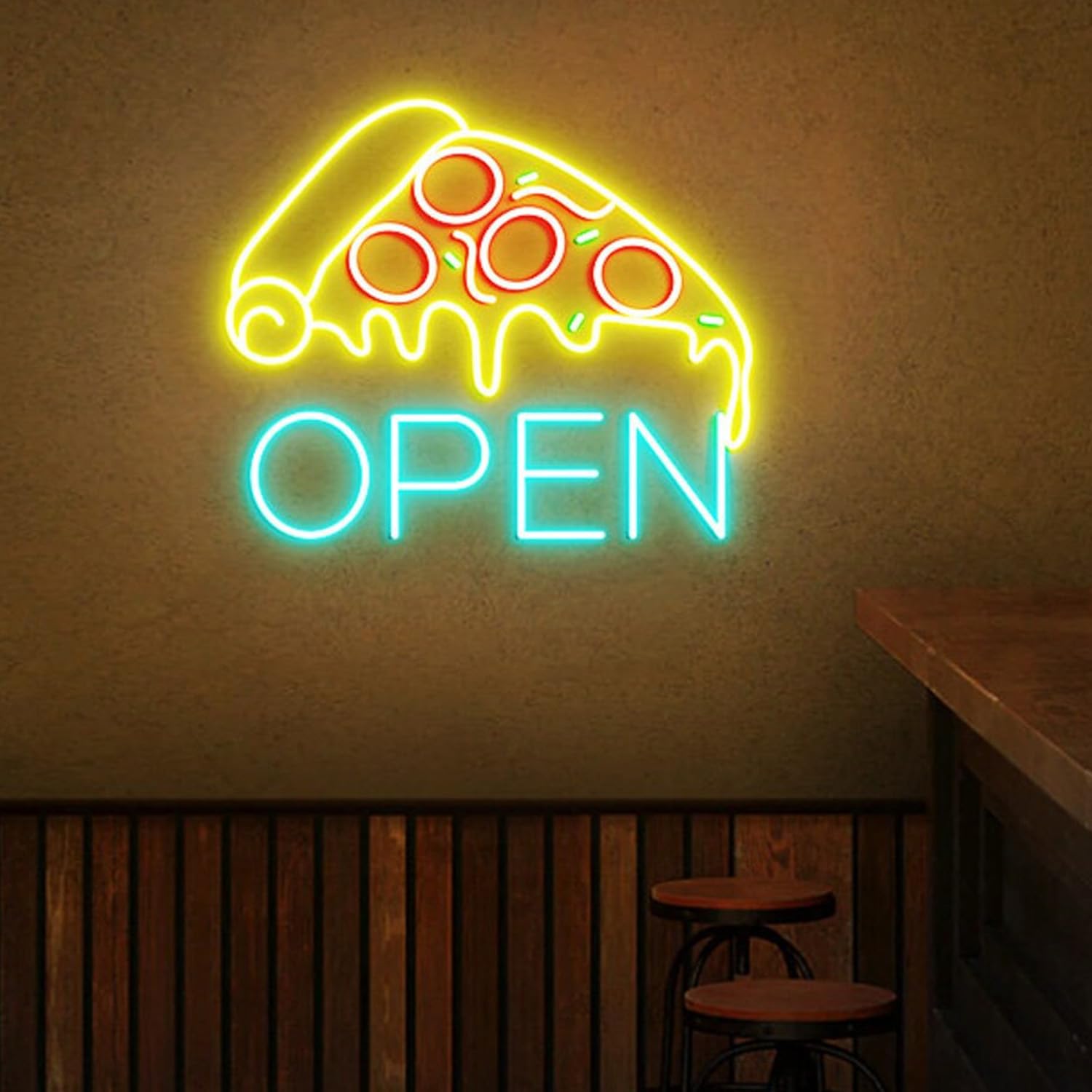 Pizza Open Neon Sign, Pizza Shop Sign, Pizza Shop Window Open Sign, Custom Open Business Sign, Restaurant Open Led Light, Pizza Wall Sign