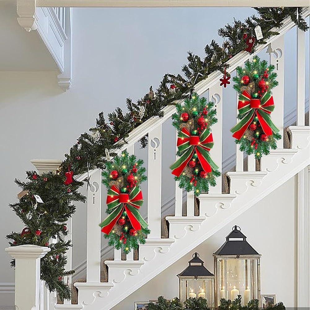 AVCULT Weihnachtskranz Türkranz, Weihnachtsdeko, Adventskranz Hängend, Weihnachtsfeier Dekoration Anhänger