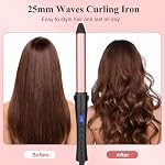Curling Fer 1 Inch Long Barrel, Fer à repasser professionnel en céramique pour cheveux courts à longs, LCD Affichage de la double tension de cheveux en fer avec gant