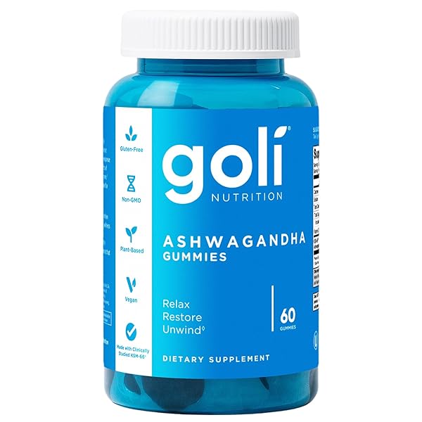 Goli Ashwagandha Gummies with KSM-66 and Vitamin D - Premium Root Extract - Vegan, Non-GMO - Mixed Berry Flavor - 60 Count (Pack of 1)