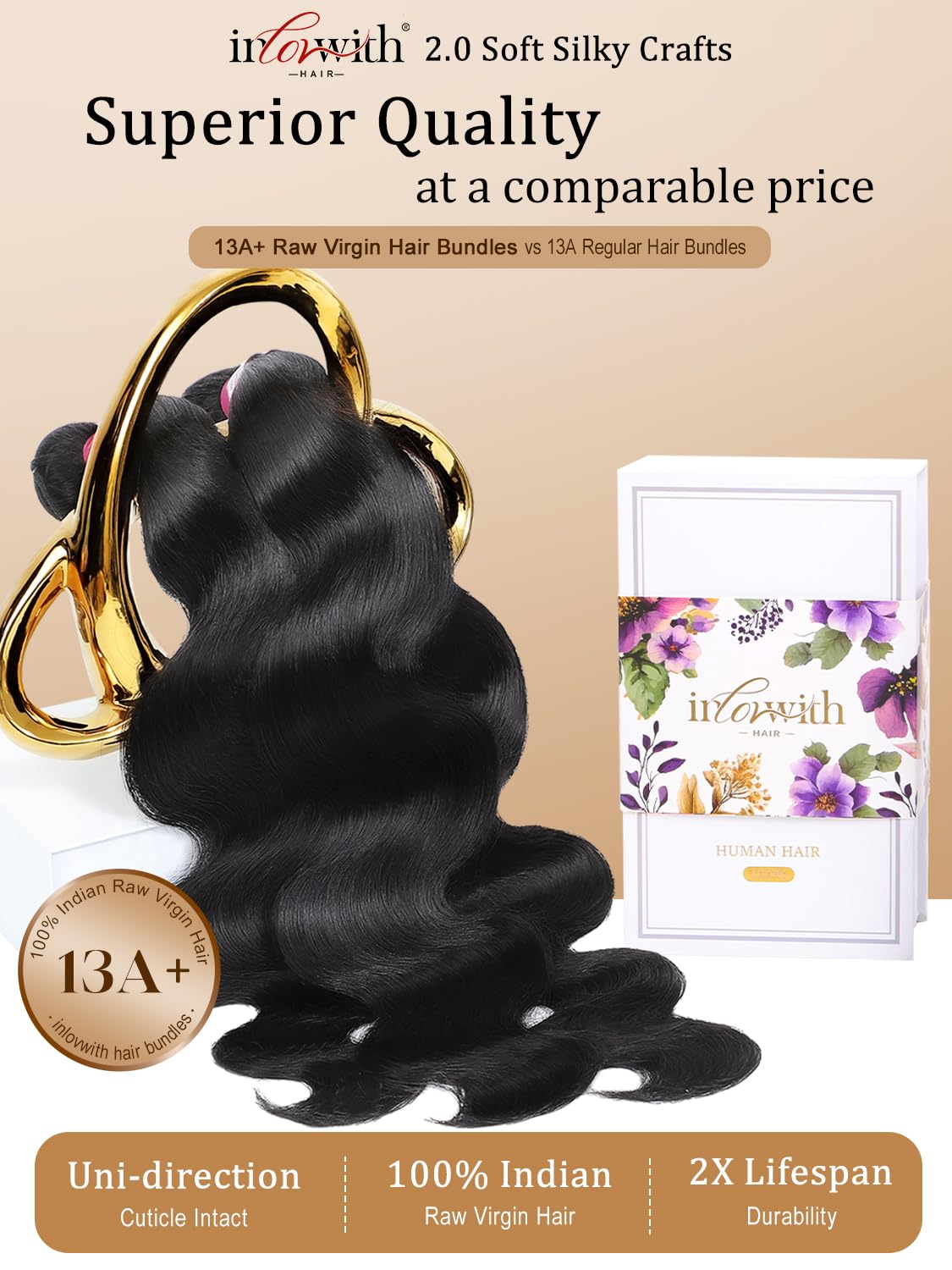 13A+ Body Wave Bundles Human Hair, 100% Unprocessed Indian Raw Virgin Hair image 3