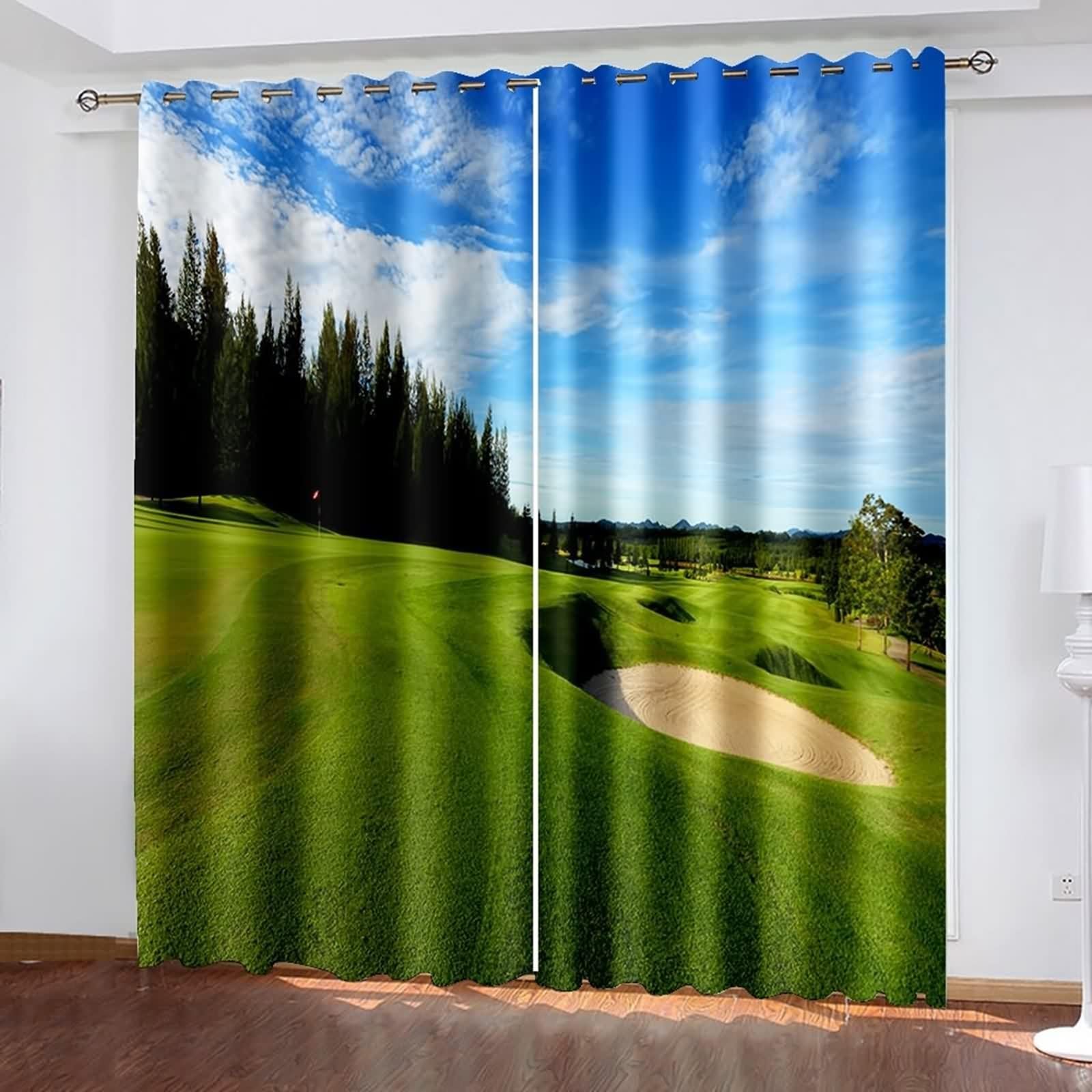 Zasłona 160, firana zielona, niebieska, poliester, zestaw 2 sztuk, szer. 132 x wys. 160 cm