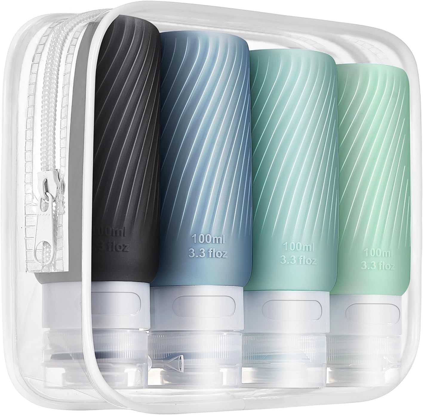 Leak-Proof travel bottles for toiletries Set, Reusable Squeezable BPA-Free Silicone Containers, TSA Approved, Refillable for Shampoo, Conditioner, Lotion, and Body Wash – Travel Essentials