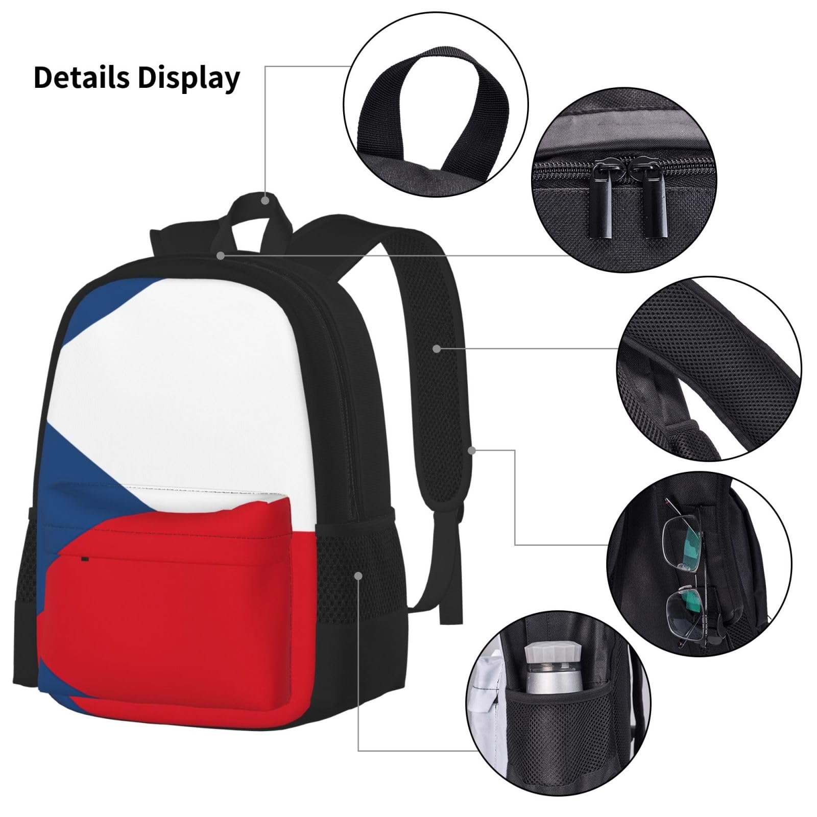 Flaga Republiki Czeskiej Plecak Dziecko Chłopcy Dziewczęta Pudełko na lunch Szkoła Zestaw Tornister Uczeń Szkoła Student Prezent, Czarny, One Size, Bagaż