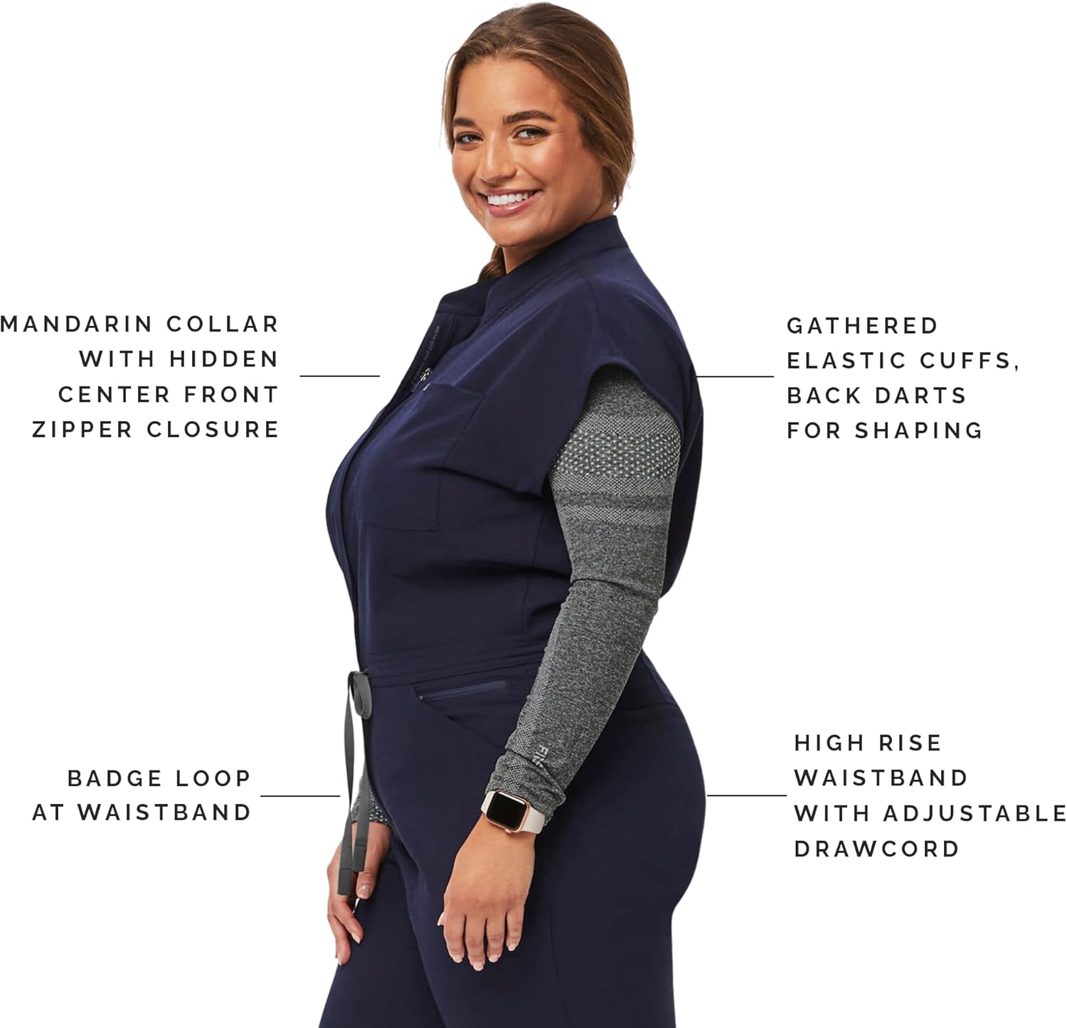 FIGS Rafaela Cargo ScrubJumpsuit for Women — Comfortable Fit One-Piece Jogger Scrub Set, High Rise Waistband, 9 Pockets