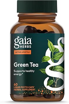 Gaia Herbs Green Tea - Helps Maintain Healthy Energy Levels* - with Green Tea Leaf & Extract - 60 Vegan Liquid Phyto-Caps 30 Servings
