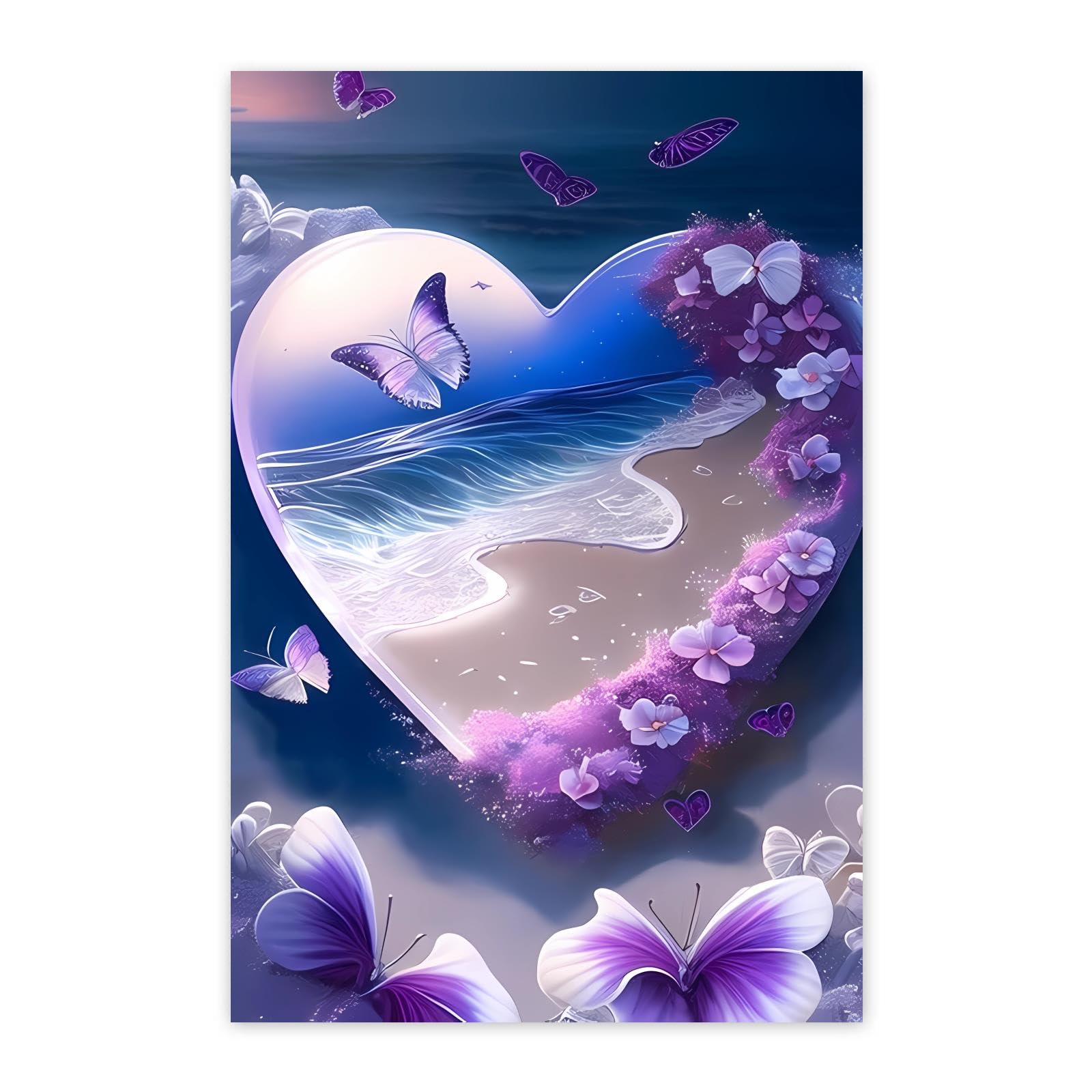 5D Diamond Painting Kit - Butterfly At Night Full Round Diamond Art 8x12 Inch