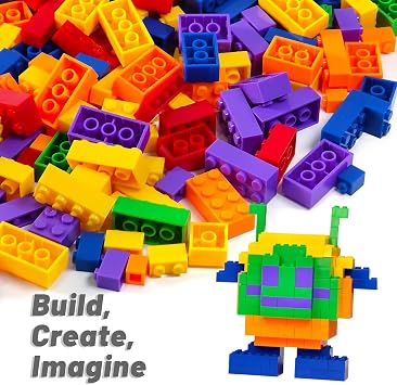 Pairez Toys 1000 Pieces Building Bricks Set & 8 Pack Baseplates (Rainbow)