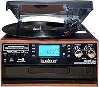 Vista 2 de Boytone BT-22MS, Bluetooth Record Player Turntable, AM/FM Radio, Cassette, CD Player, 2 Built in Speaker, Ability to Convert Vinyl, Radio, Cassette
