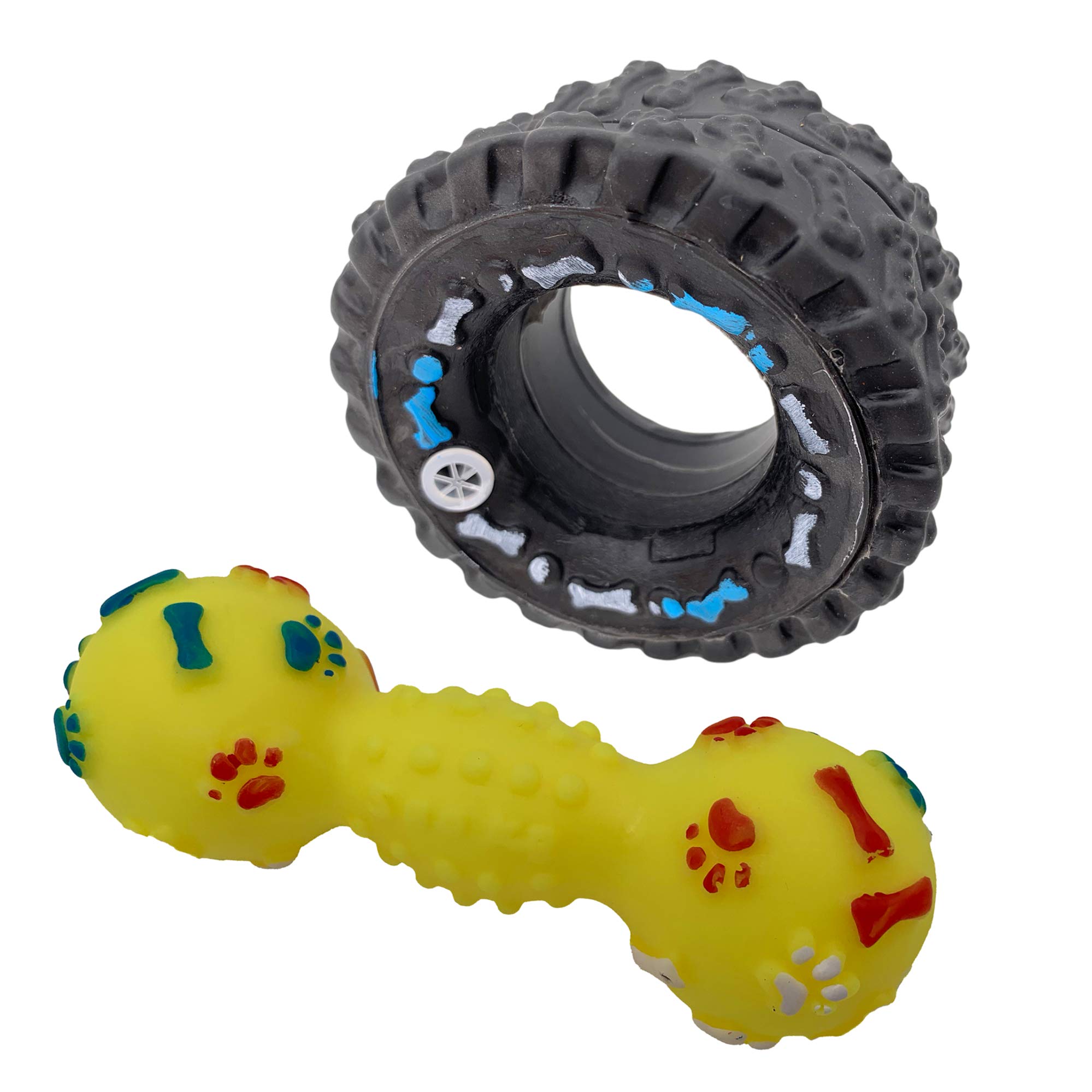 YOUSTYLO - YOU ARE PRIORITY Combo Pet Chew Toys For Small Puppies only, Cats With Sound 100% Natural Rubber Food Grade Quality | Spike Dumbbell Squeaky Noise toys For Small Pet Dog - Pack of 2 (1 Tyre, 1 Dumbbell) (Random Colour) (B08TR15BNC) Amazon Price History, Amazon Price Tracker