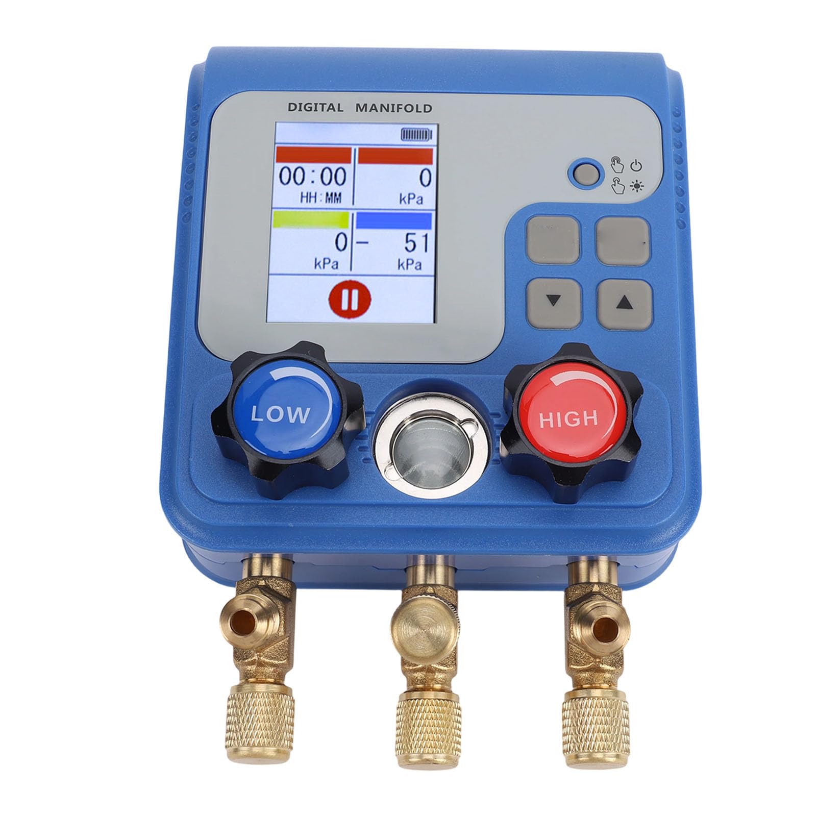 Gonetre Digitales HVAC-Verteilermessgerät, 94 Kältemittelfarben-Druck-Vakuummeter mit Zwei Displays und 3 Anschlüssen für Automatisches AC-System
